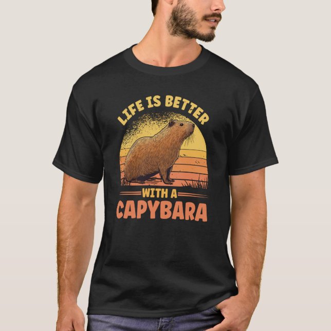 With A Capybara  Rodent T-Shirt (Front)