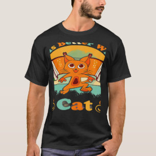 With A Cat Vintage Kitten Men And Women T-Shirt