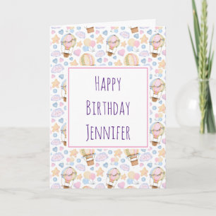 with a cute and whimsical pattern. Hot air balloon Card