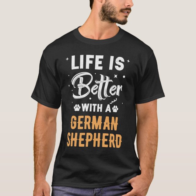 with a German shepherd dog T-Shirt (Front)