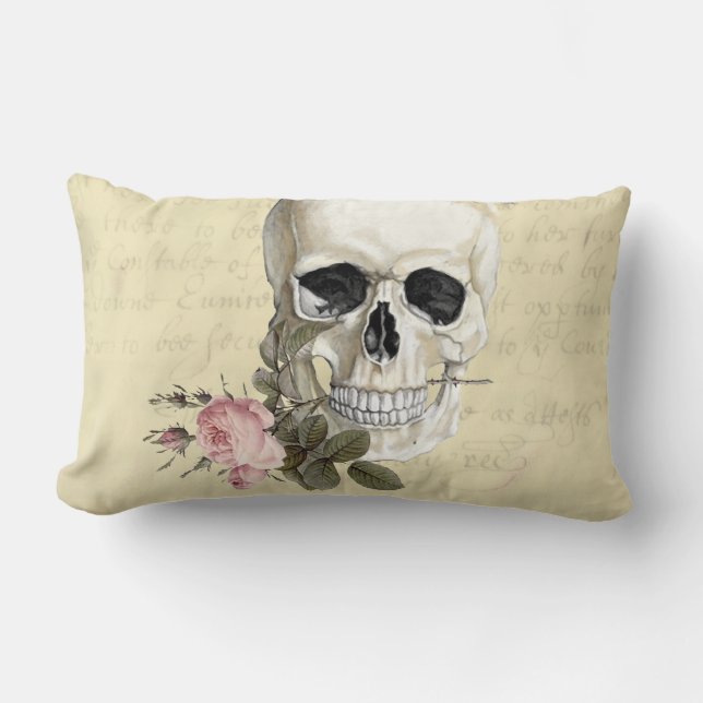 With a rose between my teeth lumbar cushion (Front)