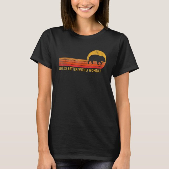 With A Wombat  Wombat Retro T-Shirt (Front)