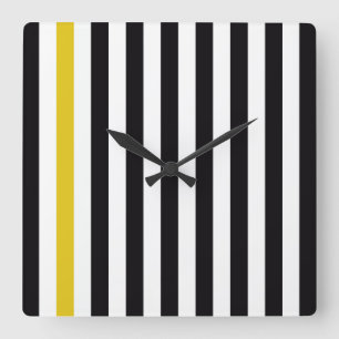 With A Yellow Stripe Square Wall Clock