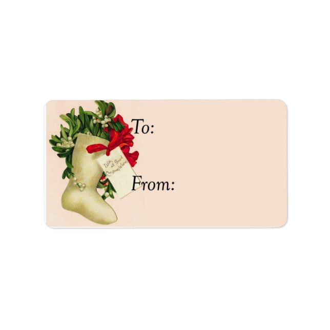 With All Good Wishes Christmas Stocking Gift Tag (Front)