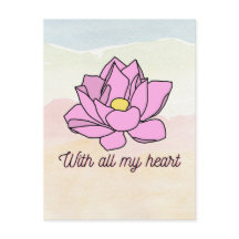With All My Heart Pink Lotus Art