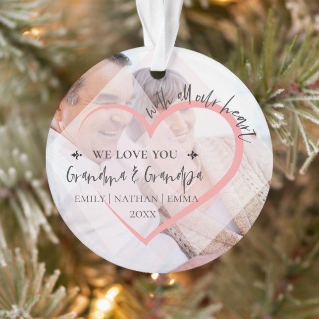 With All Our Heart We Love Grandparents Christmas Ornament (Tree)