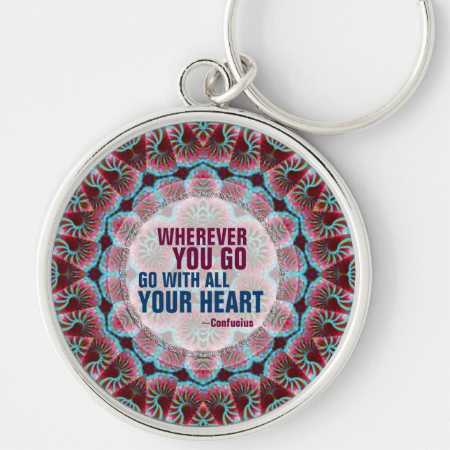 With All Your Heart Geometry Quote Keychain (Front)