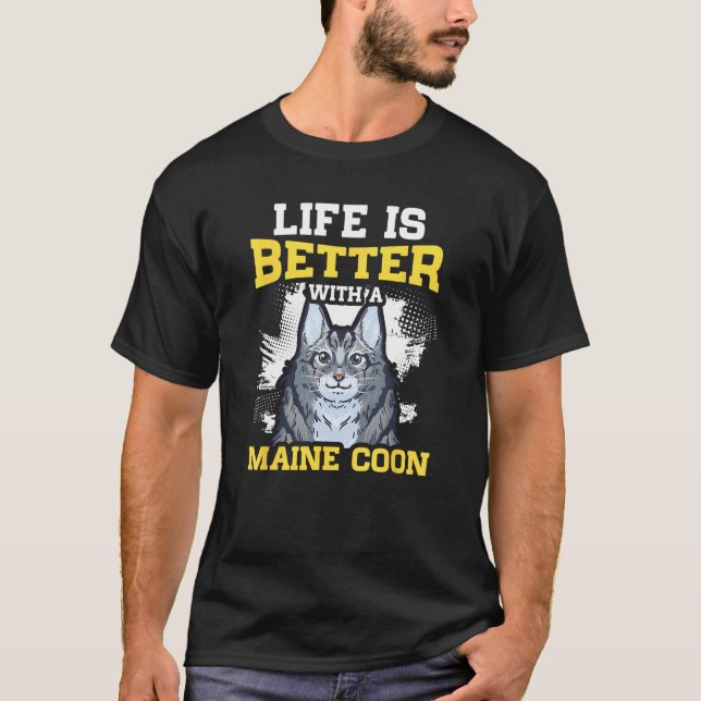 With An Maine Coon Cat T-Shirt (Front)