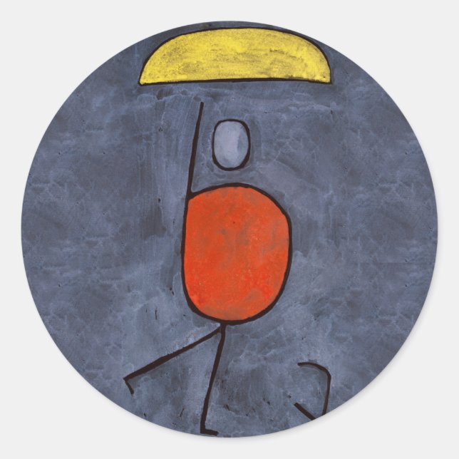 With an umbrella by Paul Klee, Abstract Art Classic Round Sticker (Front)