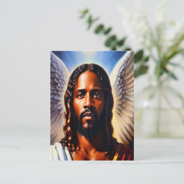 With Angel Wings Christian Postcard (Standing Front)