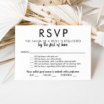 With Bells On Funny Black and White Wedding RSVP Card<br><div class="desc">Modern wedding RSVP cards feature custom text that can be personalised for your specific needs. This version includes the reply due date,  unique and creative "with bells on" wording,  and plated dinner options for guests to choose from.</div>