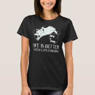 With Cats And Books Cat Book For Women 3 T-Shirt