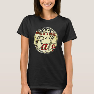 With Cats Leopard Red White Plaid T-Shirt