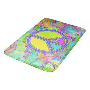 With Colours Filled PEACE Sign 1 Bath Mat