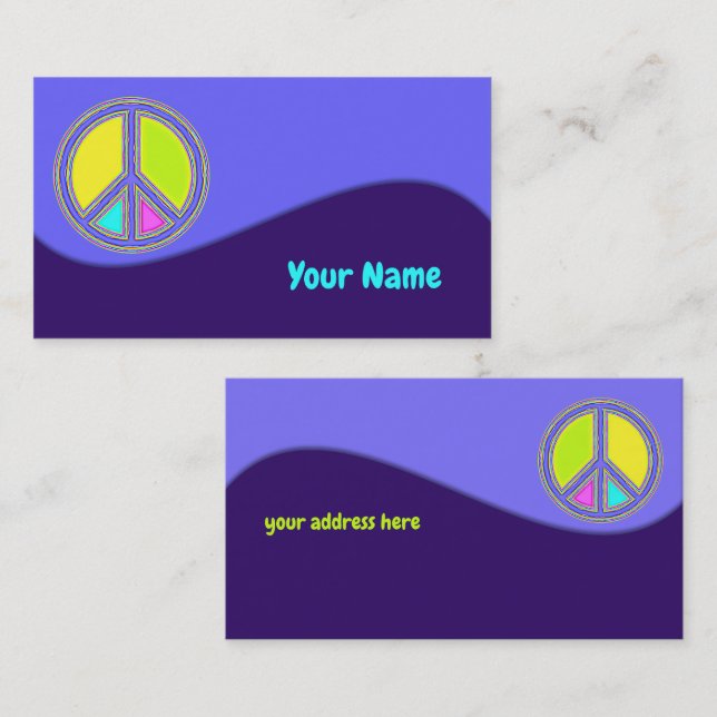 With Colours Filled PEACE Sign 1 Business Card (Front/Back)