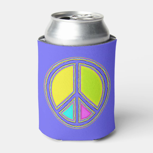 With Colours Filled PEACE Sign 1 Can Cooler (Can Front)