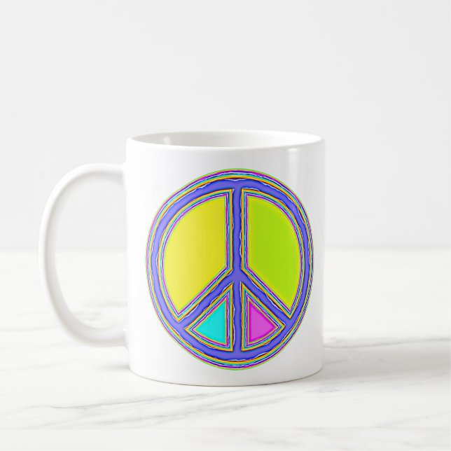 With Colours Filled PEACE Sign 1 Coffee Mug (Left)