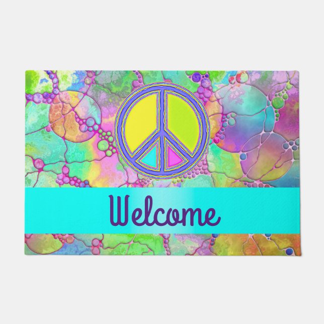 With Colours Filled PEACE Sign 1 Doormat (Front)