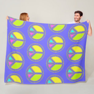 With Colours Filled PEACE Sign 1 Fleece Blanket