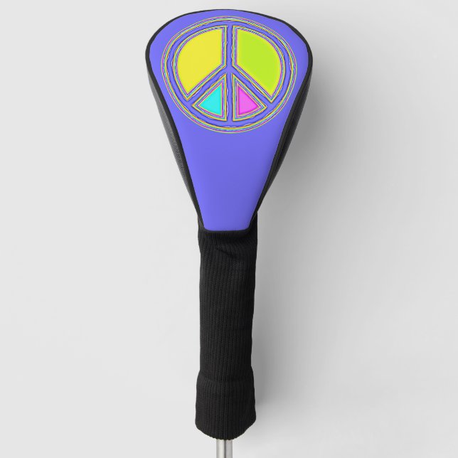 With Colours Filled PEACE Sign 1 Golf Head Cover (Front)