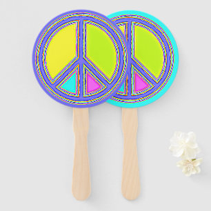 With Colours Filled PEACE Sign 1 Hand Fan