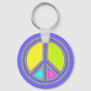 With Colours Filled PEACE Sign 1 Key Ring
