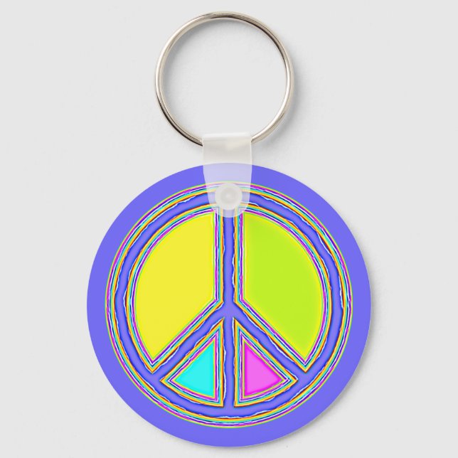 With Colours Filled PEACE Sign 1 Key Ring (Front)