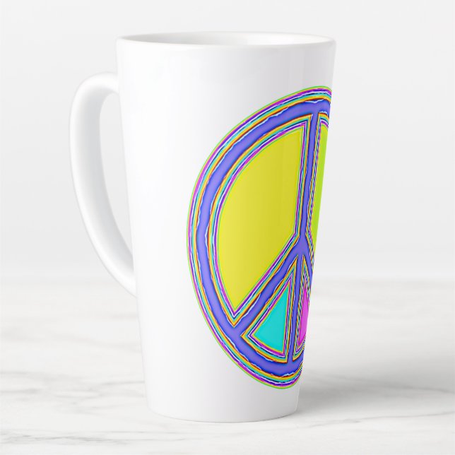 With Colours Filled PEACE Sign 1 Latte Mug (Left Angle)
