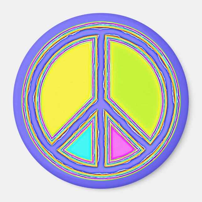 With Colours Filled PEACE Sign 1 Magnet (Front)