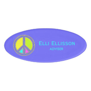 With Colours Filled PEACE Sign 1 Name Tag