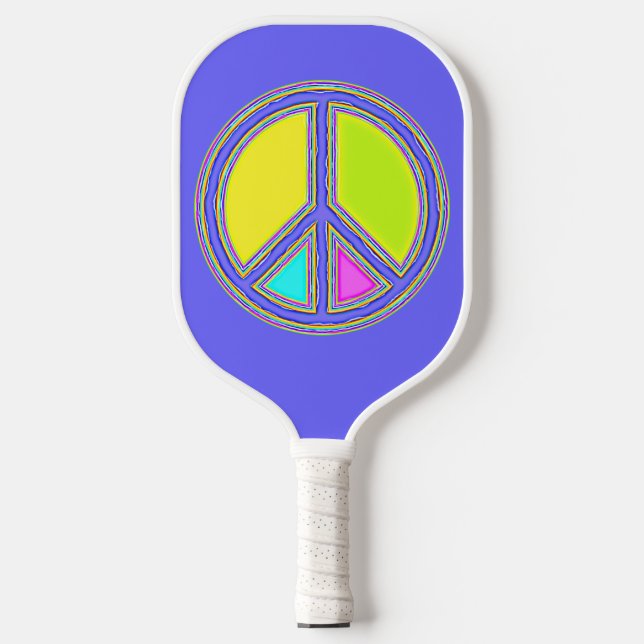 With Colours Filled PEACE Sign 1 Pickleball Paddle (Front)