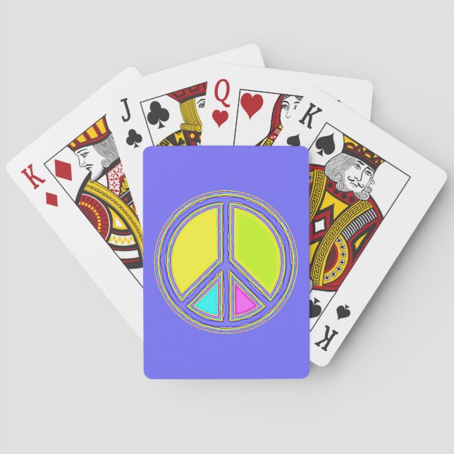 With Colours Filled PEACE Sign 1 Playing Cards (Back)