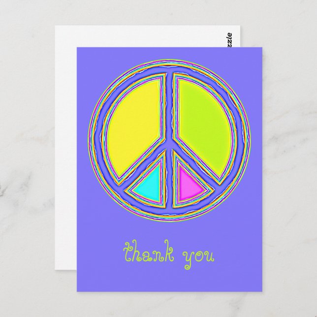 With Colours Filled PEACE Sign 1 Postcard (Front/Back)