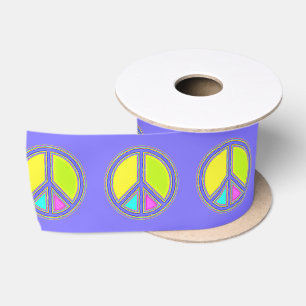 With Colours Filled PEACE Sign 1 Satin Ribbon