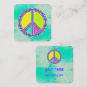 With Colours Filled PEACE Sign 1 Square Business Card