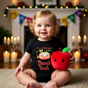 🍎 With custom text and cute apple Baby Bodysuit