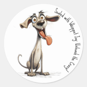With custom text, 🐶crazy 🤪 whippet classic round sticker