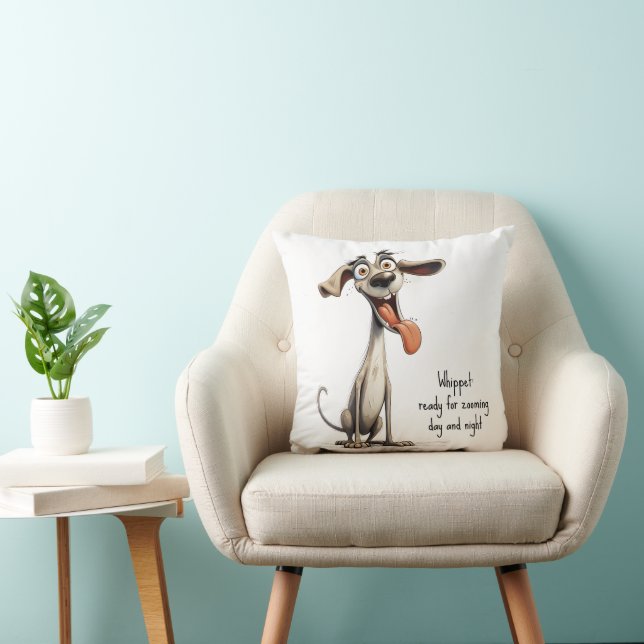 With custom text, 🐶crazy 🤪 whippet cushion (Chair)