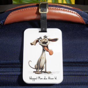With custom text, 🐶crazy 🤪 whippet luggage tag