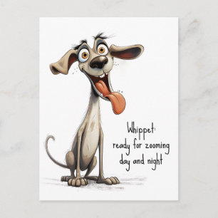 With custom text, 🐶crazy 🤪 whippet postcard