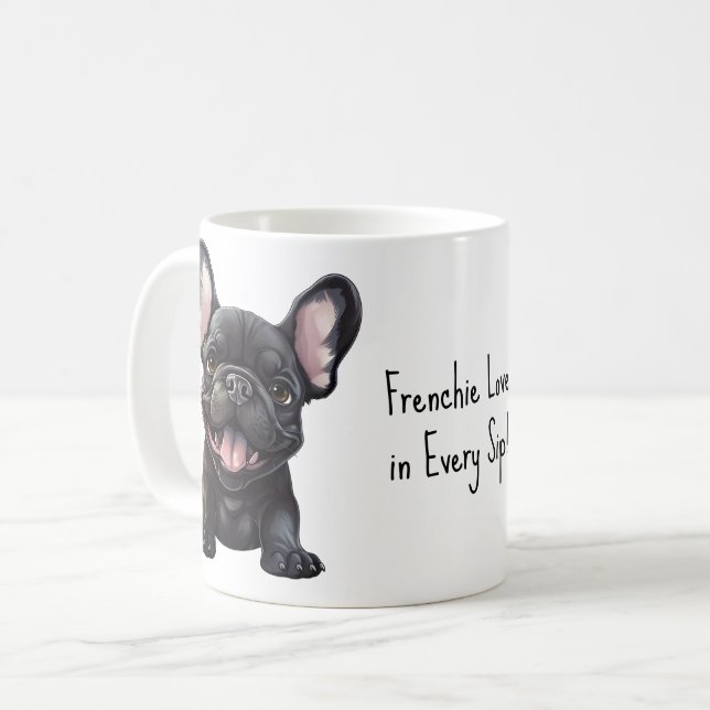 With custom text, 🐶Frenchie puppy Coffee Mug (Front Left)