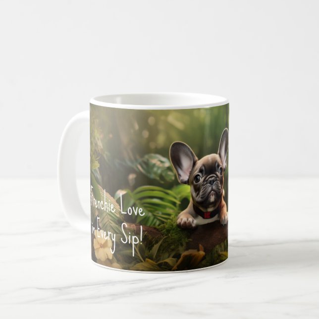 With custom text, 🐶Frenchie puppy Coffee Mug (Front Left)