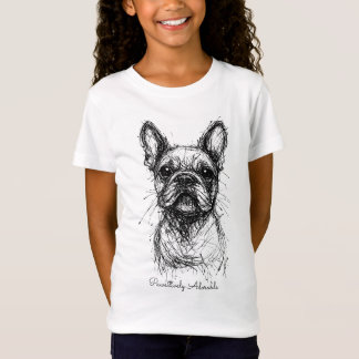 🐶With custom text, Frenchie Scribble Charm T-Shirt