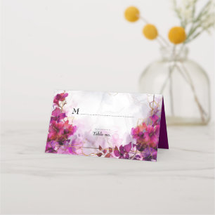 💍With custom text Fuchsia Enchantment Watercolor  Place Card
