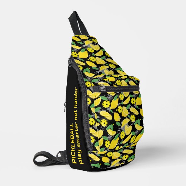 🍋With custom text🍋  lemon pickleball Sling Bag (Left Corner)