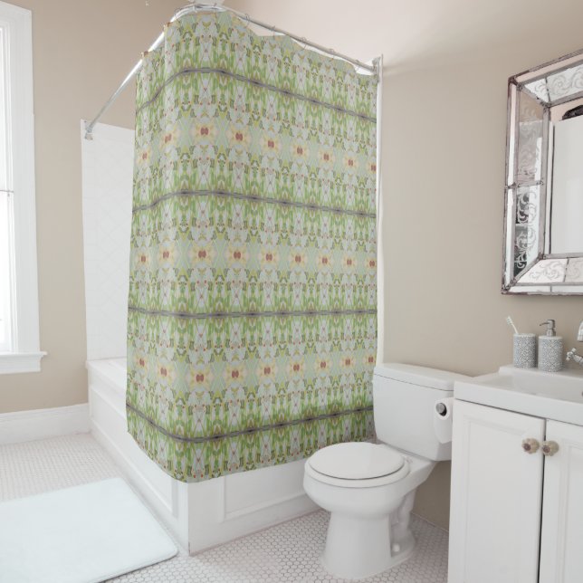 With Dark Green Patterned Shower Curtain (In Situ)