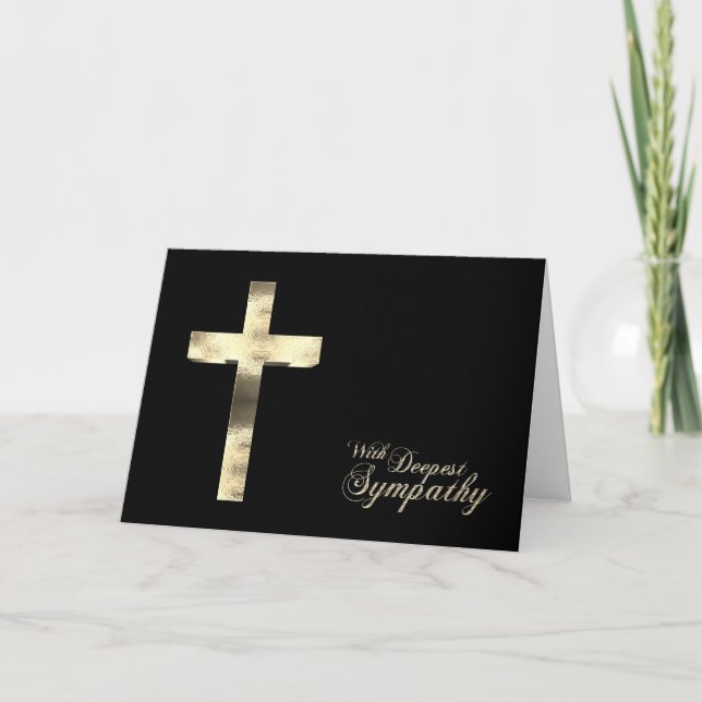 With Deepest Sympathy Golden Cross Condolence Card (Front)