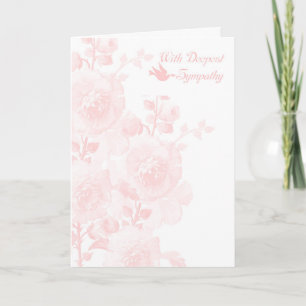 With Deepest Sympathy In Gentle Pink With Flowers Card
