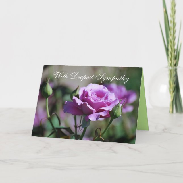 With Deepest Sympathy Lavender Rose Card (Front)