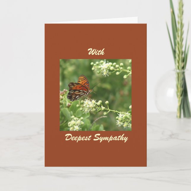With Deepest Sympathy, Orange Butterfly Card (Front)